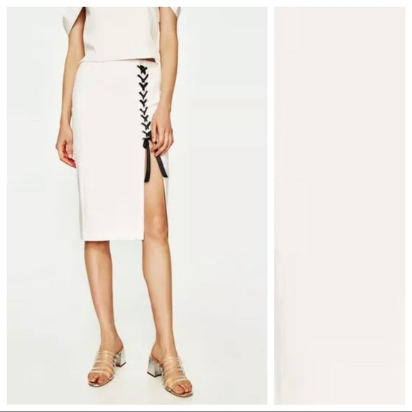 NWT. Zara White High-waisted Pencil Skirt. Size M. - Picture 1 of 9